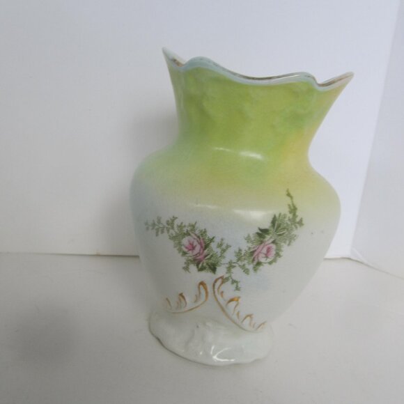 Antique Edwardian Ironstone Tooth Brush Holder Yellow Pink Home Decor Victorian - Picture 3 of 6